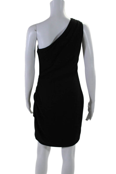 Shoshanna Womens Textured Sleeveless One Shoulder Ruched Pencil Dress Black Size