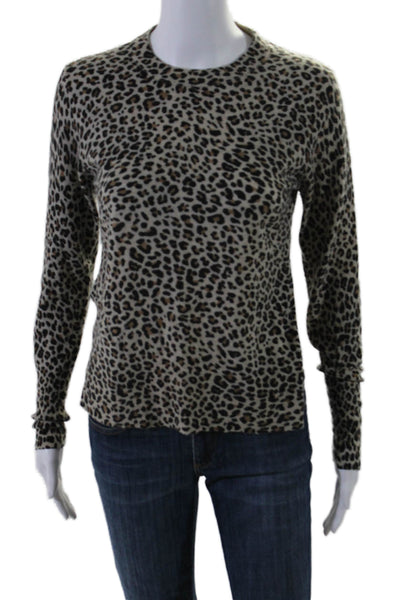 Zadig & Voltaire Womens Round Neck Animal Printed Knitted Top Brown Size M