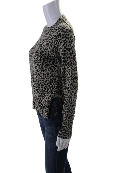 Zadig & Voltaire Womens Round Neck Animal Printed Knitted Top Brown Size M