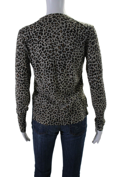 Zadig & Voltaire Womens Round Neck Animal Printed Knitted Top Brown Size M