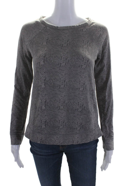 Soft Joie Womens Round Neck Long Sleeve Animal Print Sweater Gray Size XXS