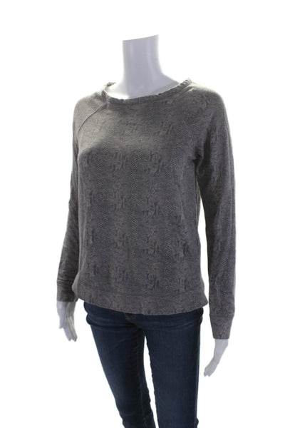 Soft Joie Womens Round Neck Long Sleeve Animal Print Sweater Gray Size XXS