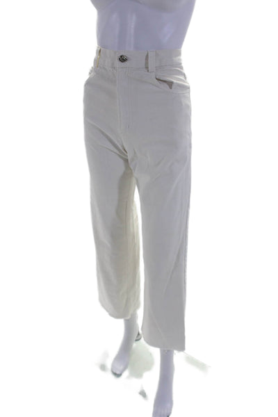 Rachel Comey Womens High Rise Zip Up Wide Leg Jeans White Cotton Size 2