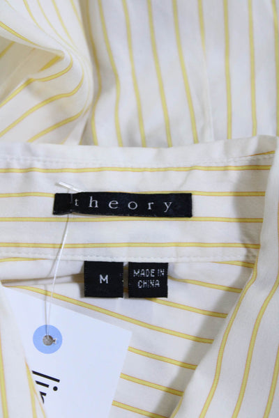 Theory Womens Cotton Yellow Striped Collar Long Sleeve Button Down Shirt Size M