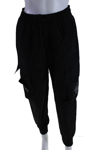 Atelier Du Jeans Womens Black Tie Drawstring Cuff Ankle Cargo Pants Size S