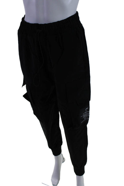 Atelier Du Jeans Womens Black Tie Drawstring Cuff Ankle Cargo Pants Size S