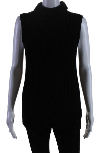 Michael Michael Kors Women's Turtleneck Sleeveless Pullover Sweater Black Size S