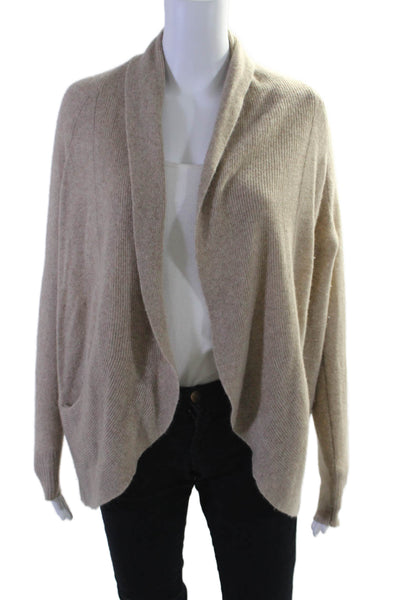 White + Warren Womens Cashmere Long Sleeve Cardigans Sweater Beige Size S