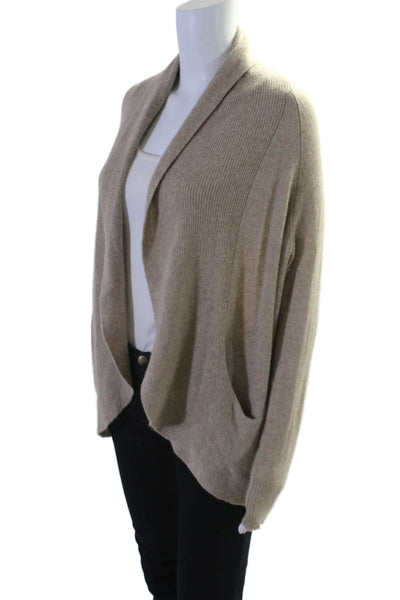 White + Warren Womens Cashmere Long Sleeve Cardigans Sweater Beige Size S