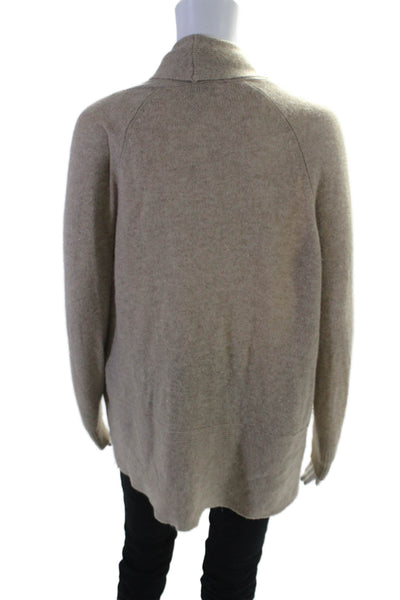 White + Warren Womens Cashmere Long Sleeve Cardigans Sweater Beige Size S