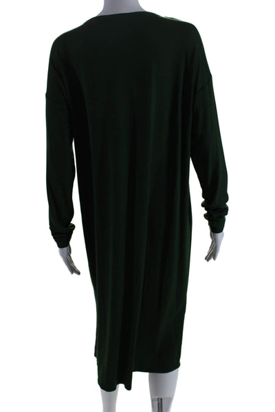 Eileen Fisher Women's Round Neck Long Sleeves Midi Dress Green Size S