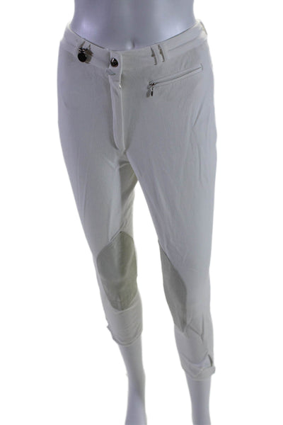 Pikeur Womens Cotton Buttoned Zipped Patchwork Slip-On Pants White Size EUR 28