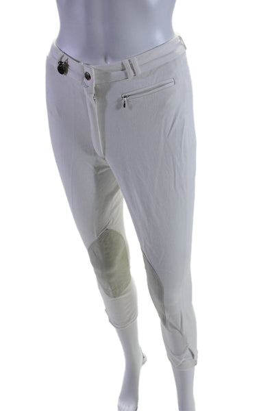 Pikeur Womens Cotton Buttoned Zipped Patchwork Slip-On Pants White Size EUR 28