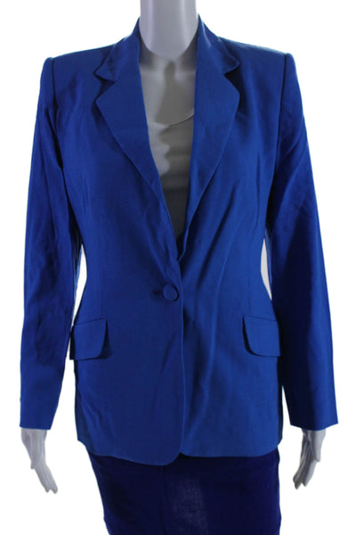 Donna Karan New York Womens Buttoned Blazer Skirt Monochrome Set Blue Size 6