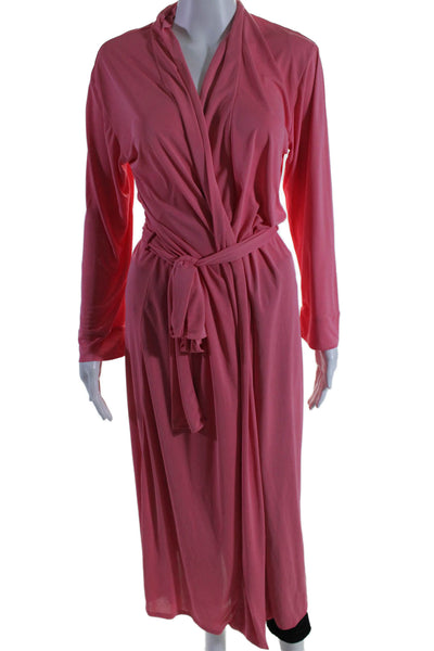 Natori Womens Stretch Belted Long Sleeve Lightweight Longline Robe Pink Size S