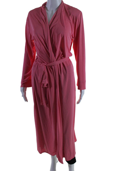 Natori Womens Stretch Belted Long Sleeve Lightweight Longline Robe Pink Size S