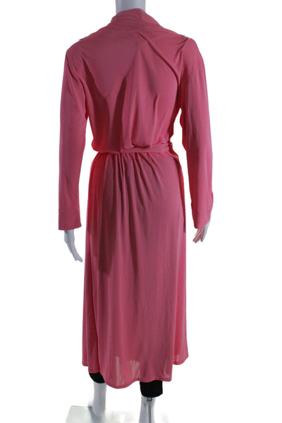 Natori Womens Stretch Belted Long Sleeve Lightweight Longline Robe Pink Size S