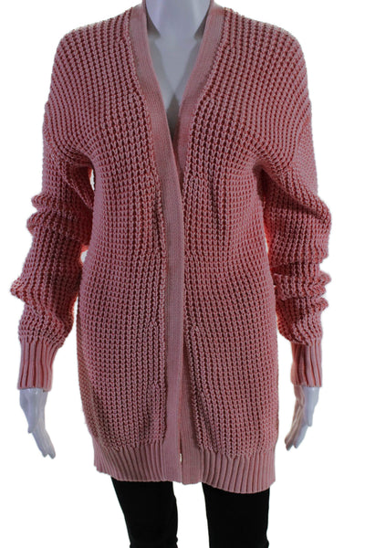 Michael Michael Kors Women's Round Neck Long Sleeves Knit Cardigan Pink Size M