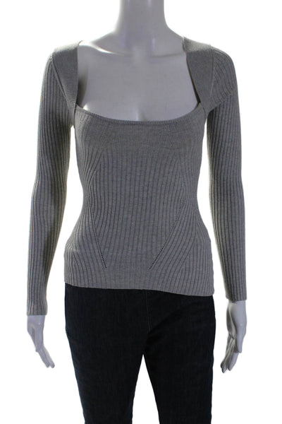 Lovers + Friends Womens Cotton Off The Shoulder Open Back Knit Top Gray Size XS