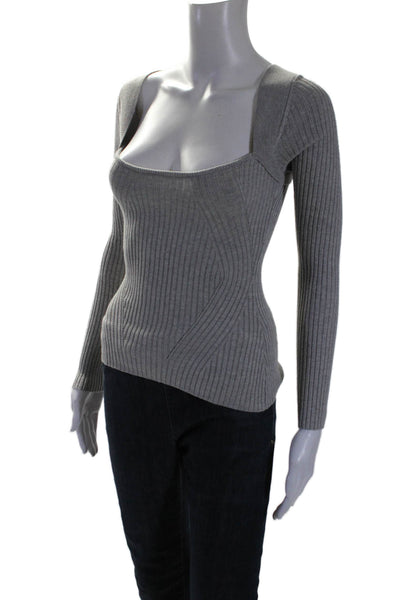 Lovers + Friends Womens Cotton Off The Shoulder Open Back Knit Top Gray Size XS