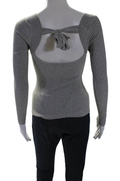 Lovers + Friends Womens Cotton Off The Shoulder Open Back Knit Top Gray Size XS