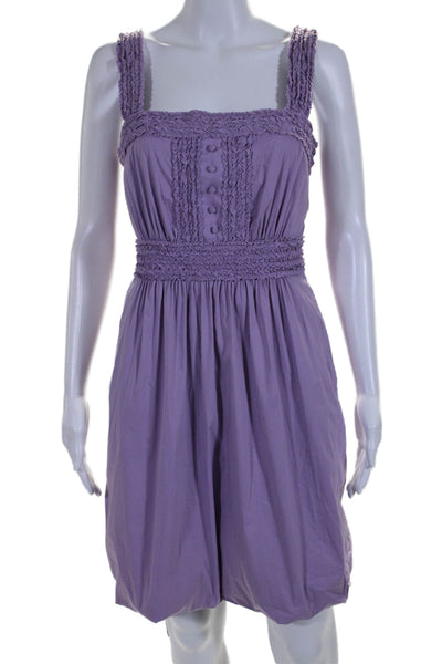 BCBGMAXAZRIA Womens Sleeveless Square Neck Tie Front Shift Dress Purple Size XS