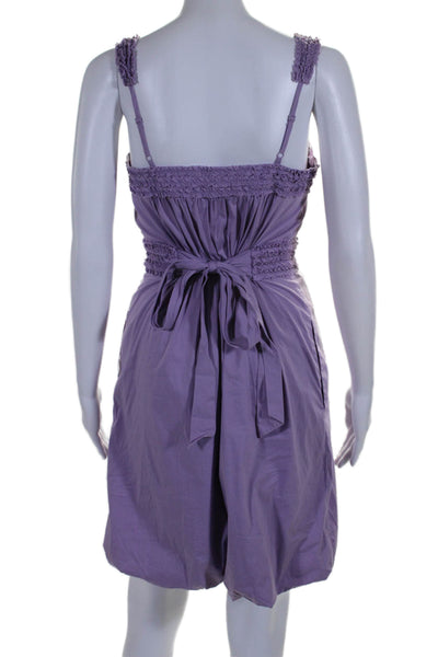 BCBGMAXAZRIA Womens Sleeveless Square Neck Tie Front Shift Dress Purple Size XS