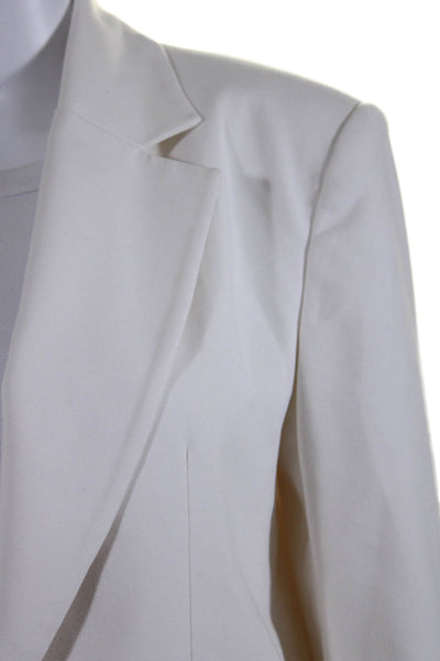 Zara Womens Two Button Wide Lapel Blazer Jacket White Cotton Size Small