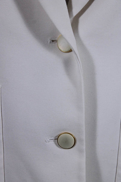 Zara Womens Two Button Wide Lapel Blazer Jacket White Cotton Size Small