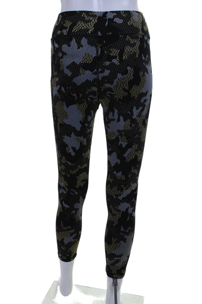 The Upside Womens Camouflage Print High Rise Pull On Leggings Black Gold Size 6