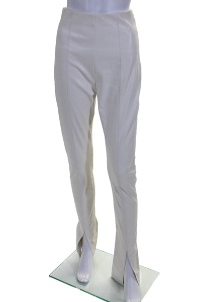 Amanda Uprichard Womens High Rise Front Slit Slim Leg Pants White Size Small