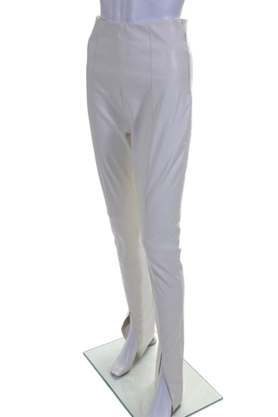 Amanda Uprichard Womens High Rise Front Slit Slim Leg Pants White Size Small