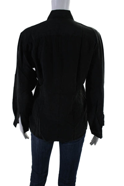 Go Silk for L'Zinger Womens Silk Collared Button Long Sleeve Blouse Black Size S