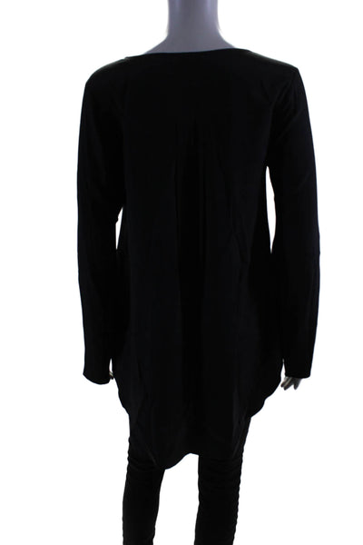 Calypso Saint Barth Womens Long Sleeve Scoop Neck Silk Shirt Black Size Small