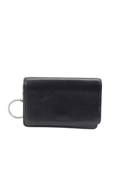 Coach Womens Black Leather Bifold Zip Keychain Wallet