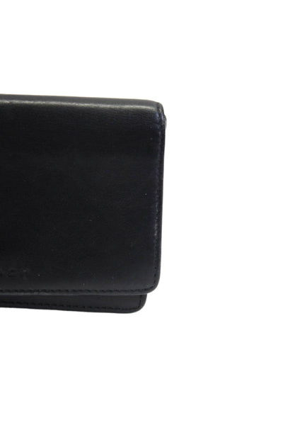 Coach Womens Black Leather Bifold Zip Keychain Wallet