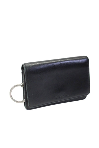 Coach Womens Black Leather Bifold Zip Keychain Wallet