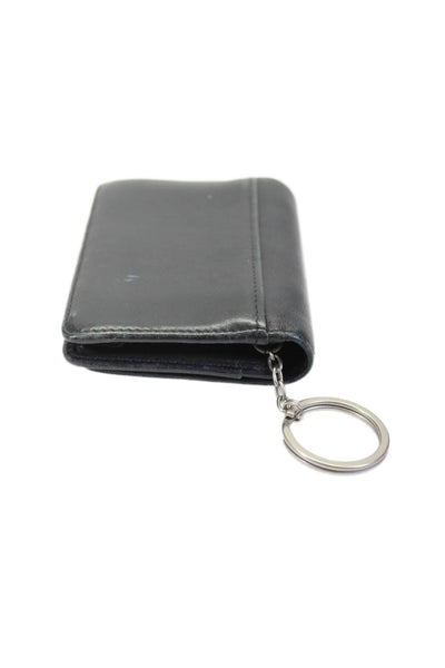 Coach Womens Black Leather Bifold Zip Keychain Wallet