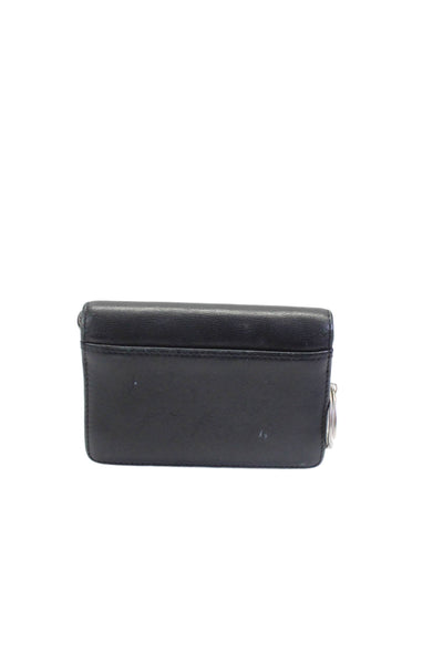 Coach Womens Black Leather Bifold Zip Keychain Wallet