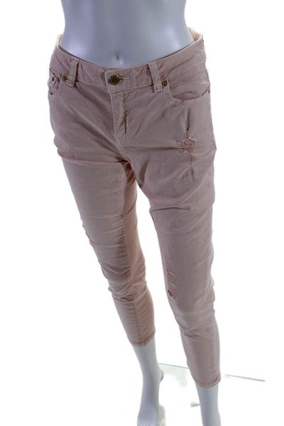 Michael Kors Women's Round Neck Short Sleeves Two Piece Pants Set Pink Size M