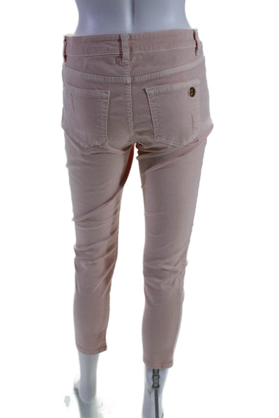 Michael Kors Women's Round Neck Short Sleeves Two Piece Pants Set Pink Size M