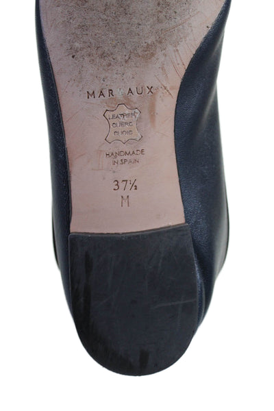 Margaux Womens Leather Demi Round Toe Bow Tied Slip-On Flats Navy Size EUR 37.5