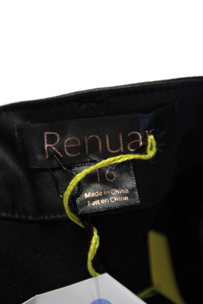 Renuar Womens Solid Black High Rise Straight Leg Pants Size 16