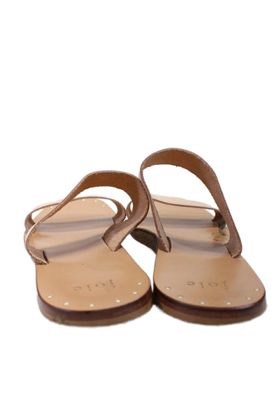 Joie Womens Double Strap Slide Sandals Brown Leather Size 39