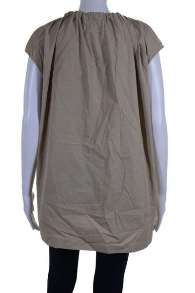 Maison Margiela Womens Short Sleeves Drawstring Blouse Khaki Beige Size EUR 38