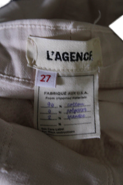 L'Agence Women's Button Closure Pockets Straight Leg Denim Pants Cream Size 27