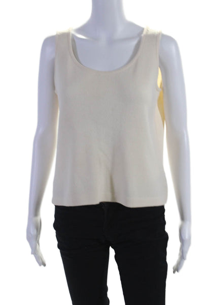 St. John Women's Scoop Neck Sleeveless Sweater Tank Top Beige Size S