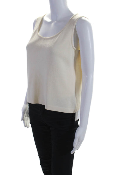 St. John Women's Scoop Neck Sleeveless Sweater Tank Top Beige Size S