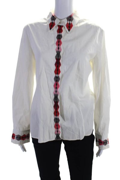 Escada Sport Women's Collared Long Sleeves Button Down Shirt White Size 40