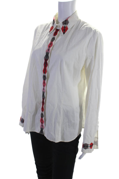 Escada Sport Women's Collared Long Sleeves Button Down Shirt White Size 40